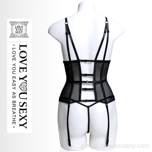 Sexy Women Corsets Lingerie Sexy Lingerie Black Plunge Lace Corset Manufactory